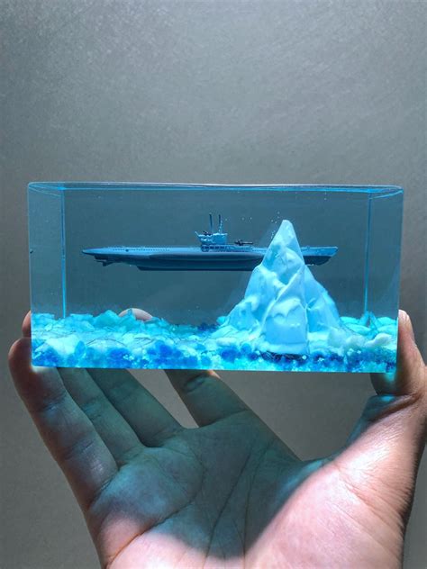 Submarine Aquatic Resin Diorama Nightlight Submarine Resin Etsy