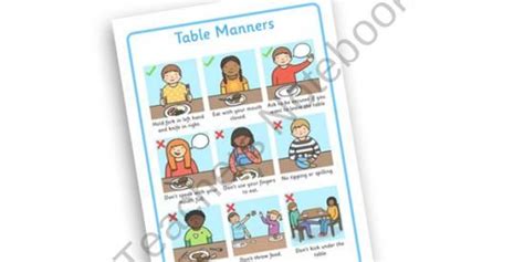 Table Manners Rules Display Poster From Twinkl Printables On 1 Page A