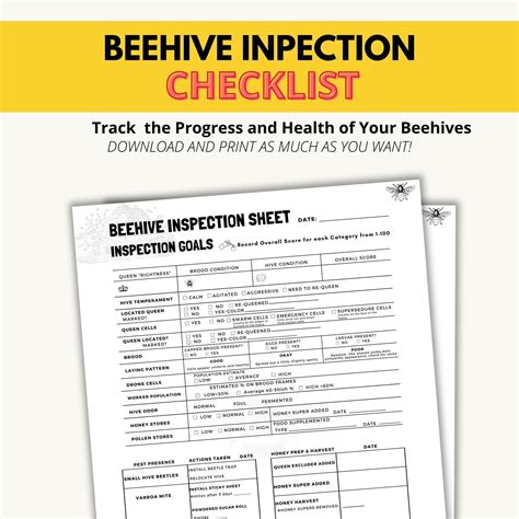 Beehive Inspection Journal Bee Keeping Logbook Beekeeping Inspection Checklist Beginning