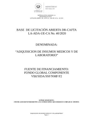 Completable En línea base de la licitacin abierta Ministerio de Salud