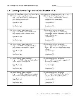 1.4 - Logic - Contrapositive Logic Statements by David Watson | TPT