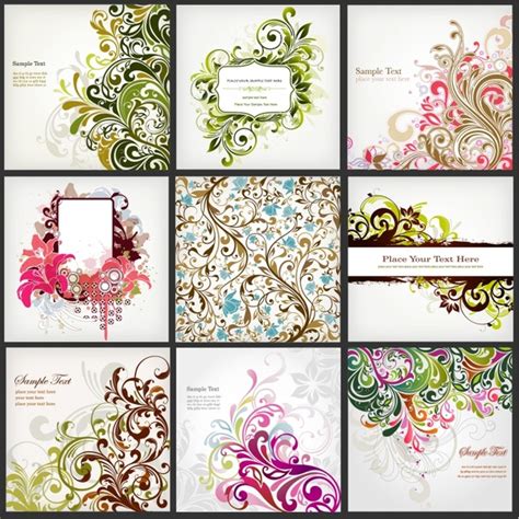 Floral Background Templates Colored Classical Curves Decor Vectors