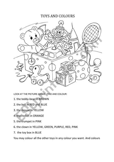 TOYS AND COLOURS ESL Worksheet By Crismaria13