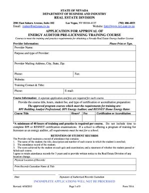 Fillable Online Red State Nv Real Estate Division Application For