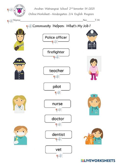 Friday Task Community Helpers K2 Worksheet Live Worksheets