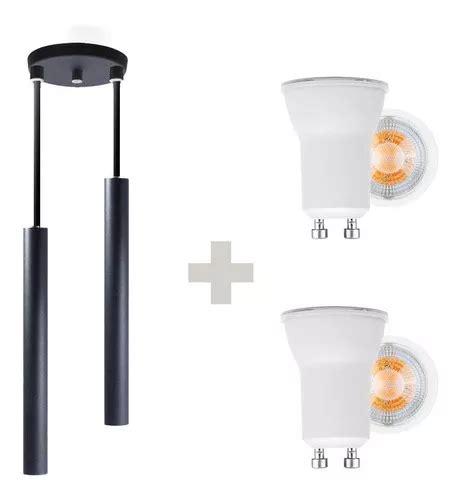 Colgante Ambient Ambient De Doble Tubo Negro Cm Moderno Y Led