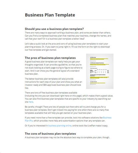 Business Plan Pro Templates Download Copaxpayments