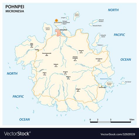 Road map main micronesian island pohnpei Vector Image