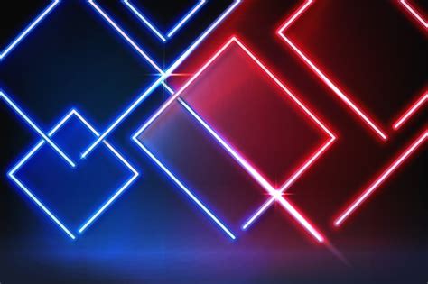 Neon Lights Geometric Shapes Background Free Vector