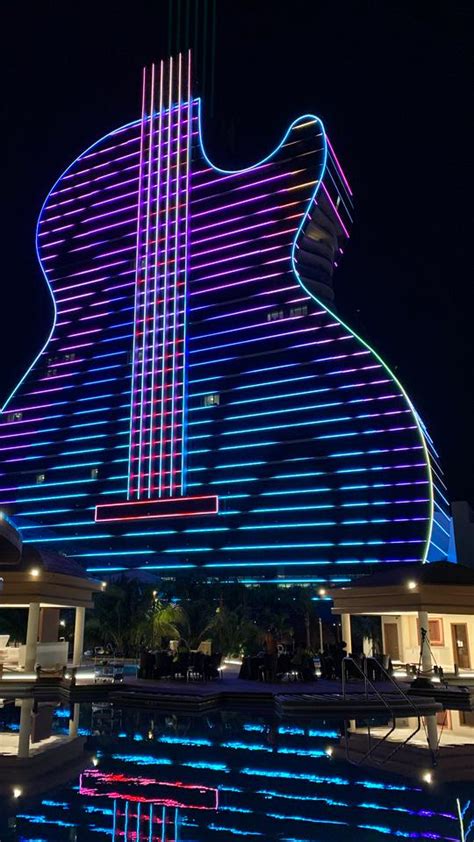 Hard Rock opens neon, guitar-shaped hotel in Florida