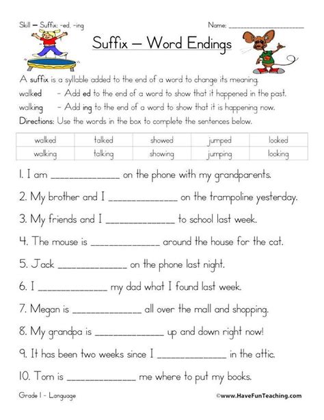 Suffix Activities For Nd Grade