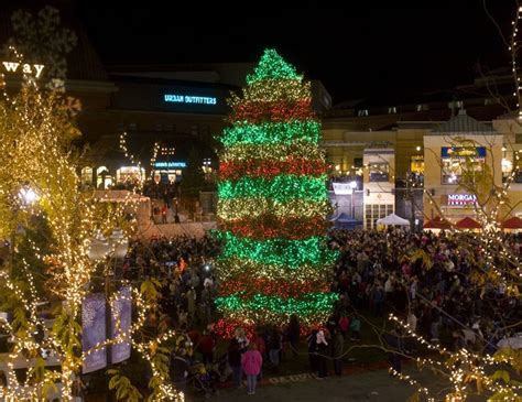 A Large Christmas Tree Is Lit Up At Night