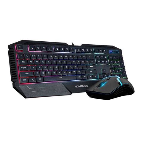 Kit De Teclado Y Mouse Gamer Advance Adv Retro Iluminado Usb Negro