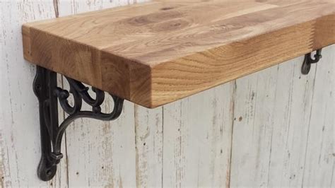 Solid OAK Wooden Mantel Shelf Rustic With Shelf Support Brackets - Etsy ...