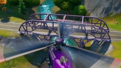 Fortnite Fly A Choppa Under Purple Red And Blue Steel Bridges