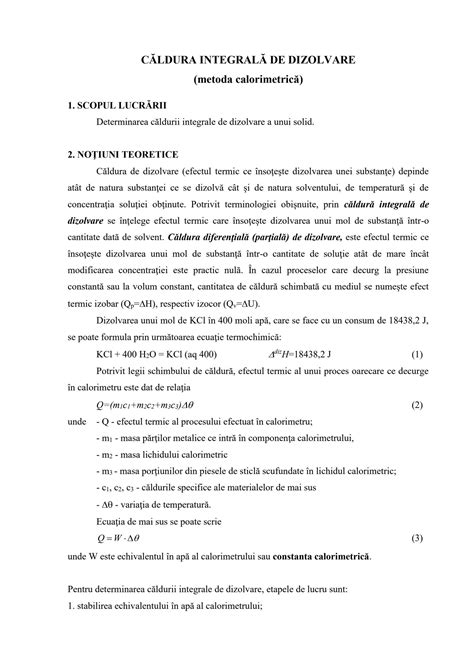 Solution Chimie Fizica Si Coloidala Lucrare Practica Caldura Integrala