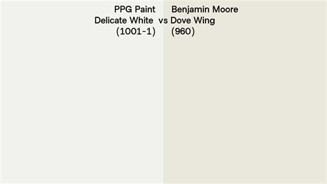 PPG Paint Delicate White 1001 1 Vs Benjamin Moore Dove Wing 960