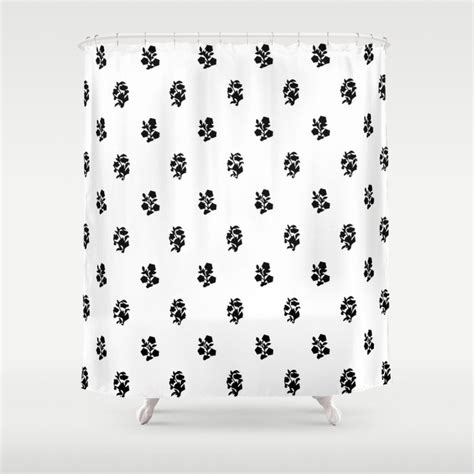 Black And White Abstract Flower Pattern Shower Curtain By Bohemian