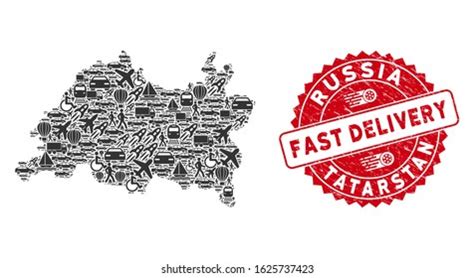 Shipping Mosaic Tatarstan Map Rubber Stamp Stock Vector Royalty Free