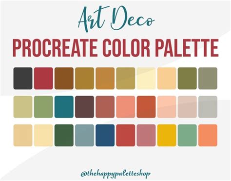 Art Deco Aesthetic Procreate Color Palette Lettering | Etsy UK