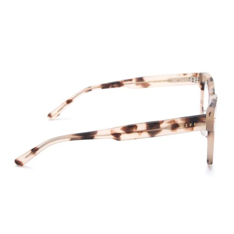 Summer Square Glasses Cream Tortoise And Blue Light Technology Diff Eyewear