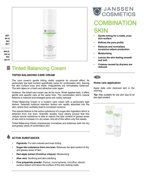 Tinted Balancing Cream 50ml Janssen Cosmetics Usa