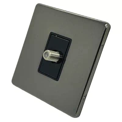 contemporary screwless black nickel satellite socket  connector