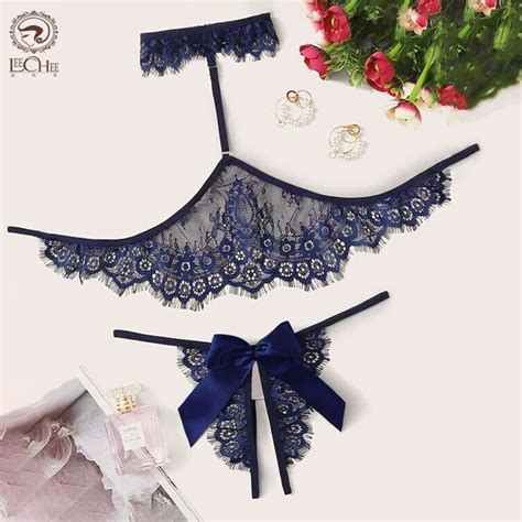 Leechee Women S Underwear Set Lace Erotic Lingerie Sensual Big Bow