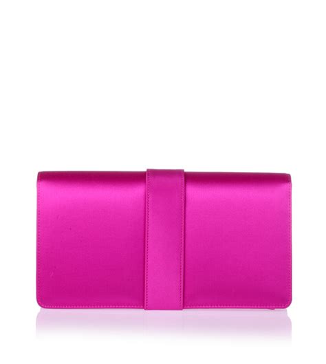 Manolo Blahnik Capri Fuchsia Satin Clutch 1435 Shopsavannahs