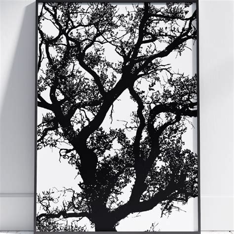 Dark Tree Silhouette Painting - Tree Wall Art, Landscape - Inspire Uplift