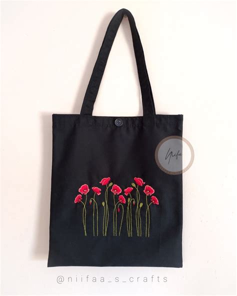 Black Tote Bag Canvas Tote Bag Black Tote Bag Aesthetic Floral Tote Bag