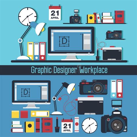 Graphic Designer Workplace Concept Stock Vector Illustration Of