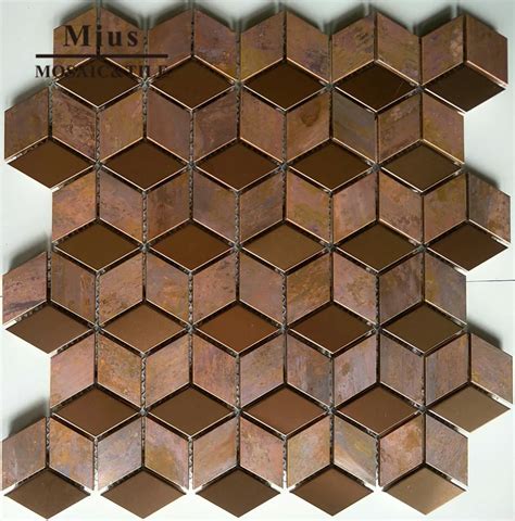 Copper Mosaic Rhombus Bathroom Tile Design Wallpapers Aliexpress