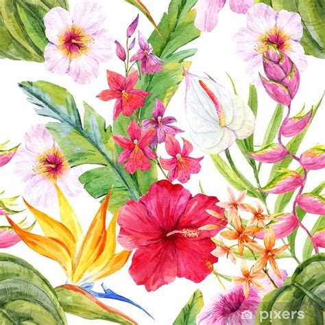 Tapis De Bain Aquarelle Motif Floral Tropical PIXERS FR