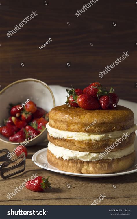 Naked Cake White Chocolate Cream Strawberries Stock Photo Shutterstock