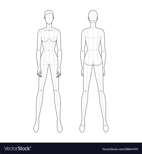 Drawing Illustration Standing Pose Female Fashion Figure Template