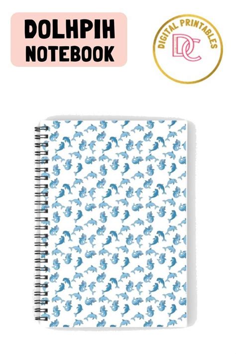 Dolphin Pattern In Shades Of Blue Spiral Notebook For Sale By