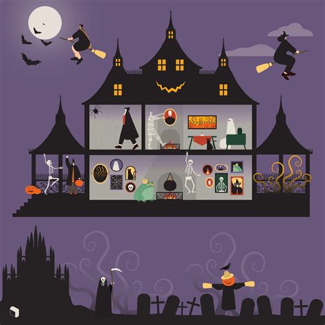 Flat Vector Web Design Spooky House Characters – Toffu Co