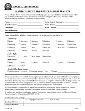 Fillable Online Classified Request For Lateral Transfer Bb Fax