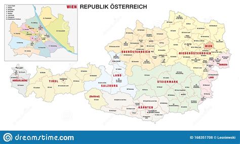 Novo Mapa Administrativo E Político Da áustria Em Língua Alemã 2020