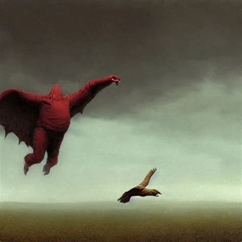 A Horror Art Of Gargantuan Goose Chasing A Tiny Man Stable Diffusion