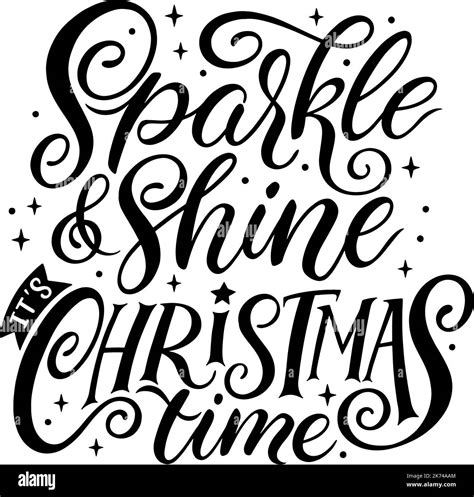 Christmas Greetings Calligraphy Vector Illustration Sparkle And Shine