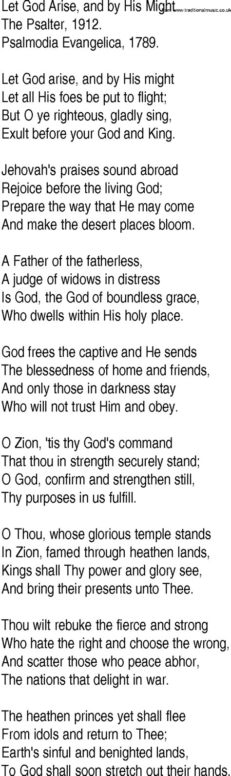 Hymn And Gospel Song Lyrics For Let God Arise And By His Might By The