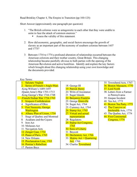 Apush Brinkley Chapter 4 - Read Brinkley Chapter 4, The Empire in