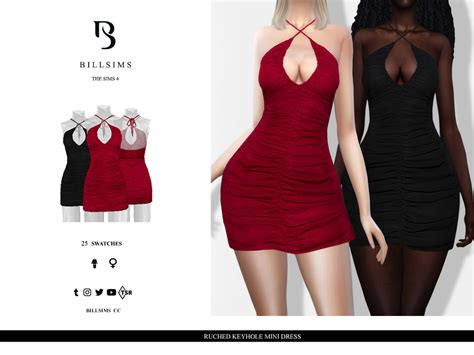 The Sims Resource Ruched Keyhole Mini Dress