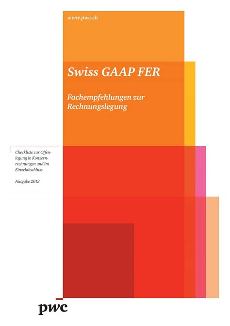 Swiss GAAP FER Checkliste Zur Offenlegung In PwC