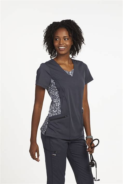 Grey S Anatomy Spandex Stretch Safari Leopard Contrast Panel Top