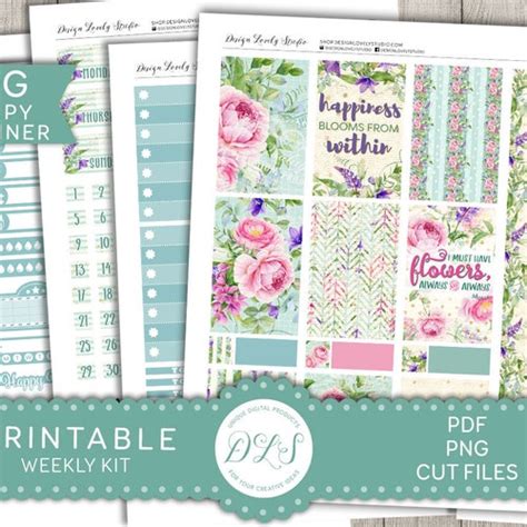 PRINTABLE Big Happy Planner Stickers Kit Floral Planner Etsy