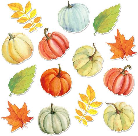 Amazon Whaline Pcs Fall Watercolor Cut Outs Maple Leaves Pumpkin