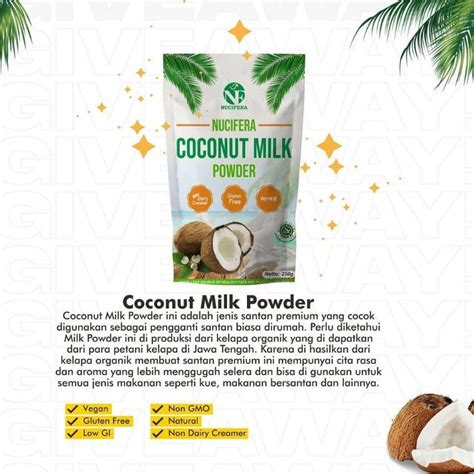 Jual NUCIFERA Coconut Milk Powder Santan Bubuk Susu Nabati 100 Organik